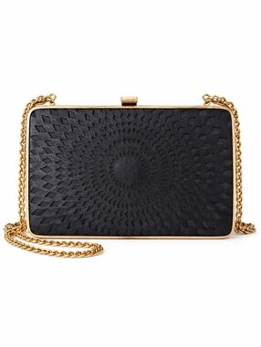 Cara New York Black Geometric Textured Clutch Crossbody